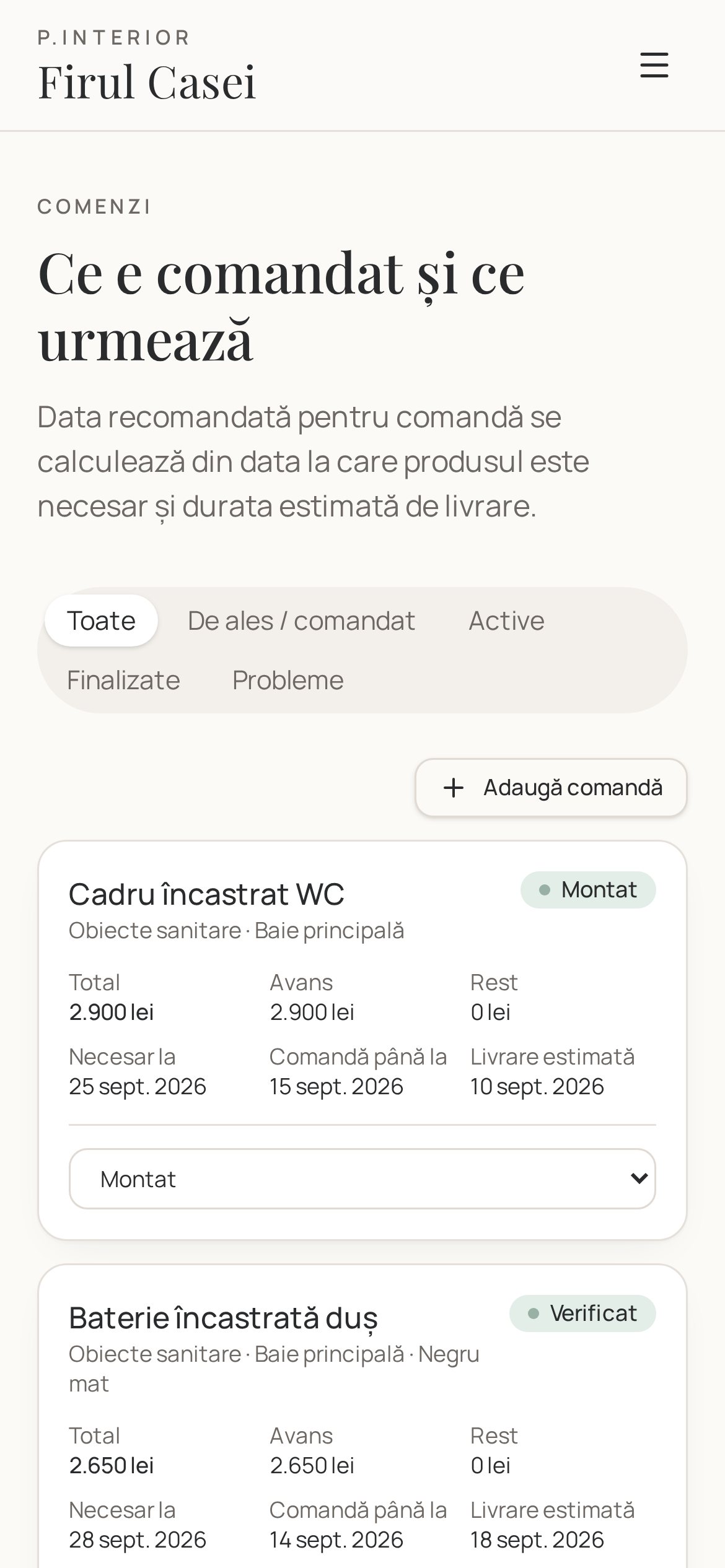 Comenzile pe telefon